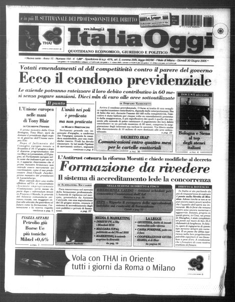 Italia oggi : quotidiano di economia finanza e politica